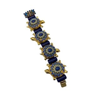 J.Crew JCrew Bejeweled Jeweled Blue Chunky Turtle Bracelet Jewels